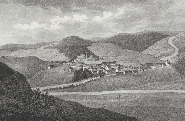 Elsterberg. - Gesamtansicht. - "Elsterberg im Jahre 1842".