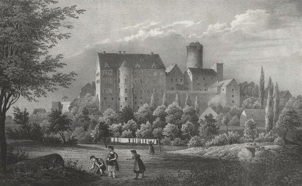 Gnandstein (Frohburg). - Ansicht der Burg Gnandstein. -...