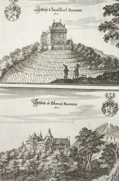 Le Châtelard VD. - Blonay. - Ansicht. - "Schloß Chastillard Baronie Arx / Schloss de Blonay Baronie Arx".