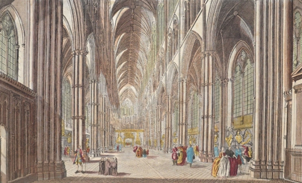 London. - Westminster Abbey. - Guckkastenblatt. - "The Inside vien of Westminster Abby. Vue interieure de lAbbaye de Westminster".