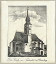Neustädtel (Schneeberg). - Kirchenansicht. - "Die Kirche zu Neustaedtel bei Schneeberg".