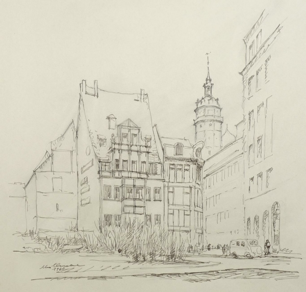 Schnabel, Max. - Leipzig. - "Riquethaus und Nikolaikirche".