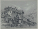 Zeichner des 19. Jahrhunderts. - Z. S. (monogrammiert). - Altes Haus am See.