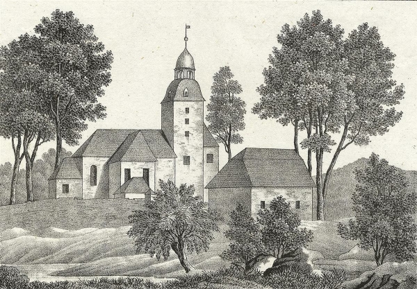 Steinigtwolmsdorf. - Kirchenansicht. - "Kirche zu Steinigt-Wolmsdorf".