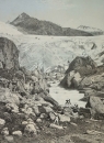 Rhonegletscher. - Gesamtansicht. - "Partie superieure du Glacier du Rhône (Canton du Valais)".