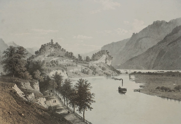 Brienzersee. - Gesamtansicht. - "LAare et le Lac de Brienz. Vue orise dInterlachen (Canton du Valais".