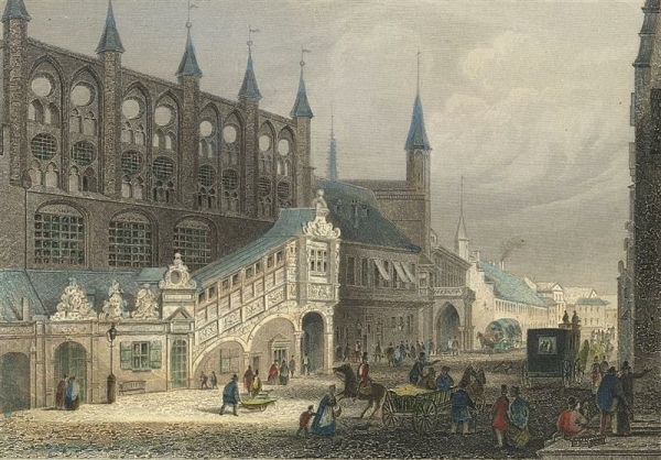Lübeck. - Ansicht des Rathauses. - "Rathhaus in Lübeck".