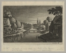 Matthäus Merian d.Ä. - "Nachtstück mit Dorf am Fluss und Doppelturmkirche"