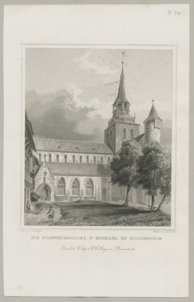 Hildesheim. - Gesamtansicht. - G. G. Lange. - Die Klosterbasilika St. Michael zu Hildesheim.