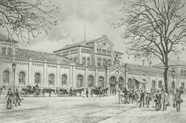 Göttingen. - Gesamtansicht. - Göttingen, Bahnhof um 1900.