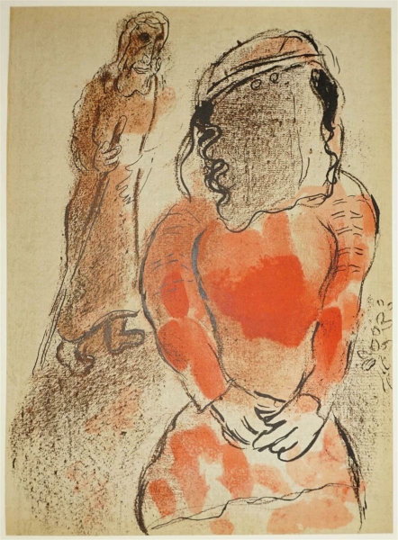 Chagall, Marc. - Bibelzyklus. - Thamar.