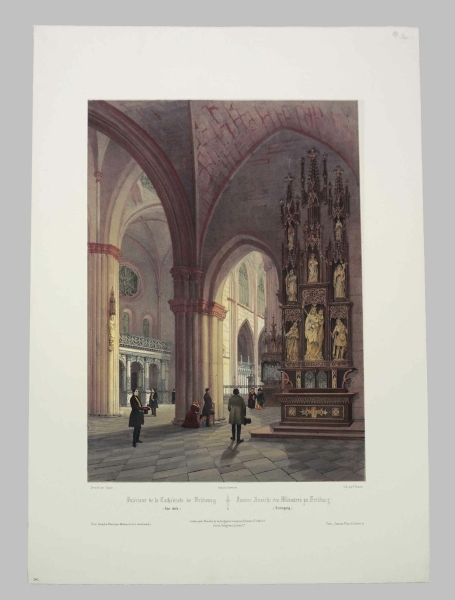 Freiburg im Breisgau. - Innenansicht vom Münster. - Intérieur de la Cathédrale de Fribourg (bas cotés) / Innere Ansicht des Münsters zu Freiburg (Seitengang).