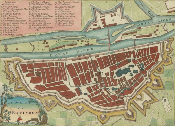 Regensburg. - Karte. - "A Plan of Ratisbon".