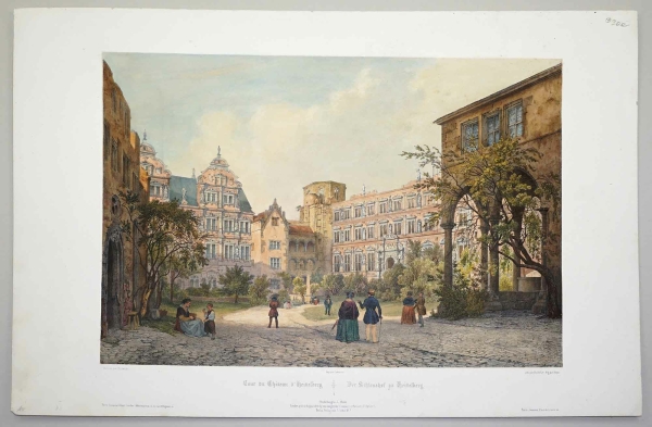 Kopie von Heidelberg. - Schlossansicht. -  Chapuy / Bachelier. - Cour du Château dHeidelberg / Der Schlosshof zu Heidelberg.