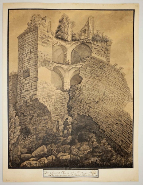 Heidelberg. - Ansicht des Schlossturmes. - Der gesprengte Turm auf dem Heidelberger Schloss.