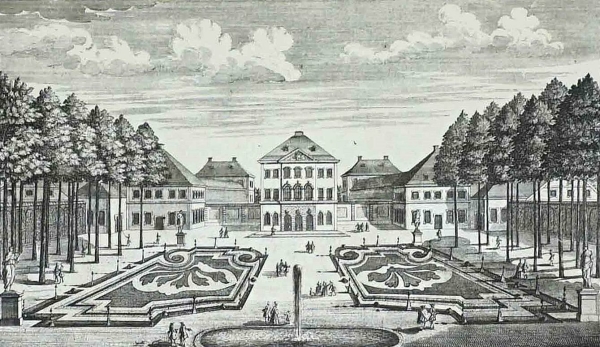 München. - Schlossansicht. - "Prospect und perspectiv des Churfürstl. Schlosses zu Fürstenried (...)".