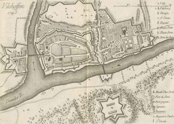Vilshofen an der Donau. - Grundriss. - Vilshoffen 1745.