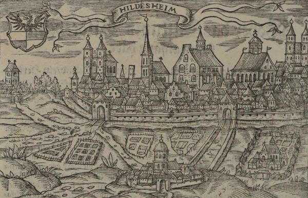 Hildesheim. - Gesamtansicht. - Büntingsche Chronik. - "Von der Stadt Hildesheim (...)".