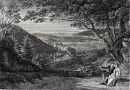 Baden-Baden. - Panoramaansicht. - C. Frommel. - "Aussicht vom Schlosse Eberstein nach en Vogesen".