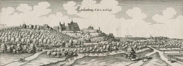 Katlenburg-Lindau. - Panoramaansicht. - Merian. - "Katlenburg F.B.L. Ambtshauss".