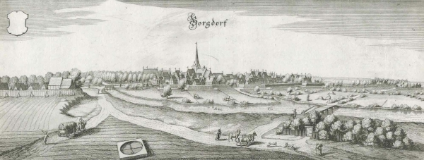 Borgdorf-Seedorf. - Panoramaansicht. - Merian. - "Borgdorf".