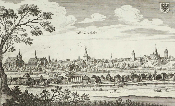 Germersheim. - Panoramaansicht. - Merian. - "Germersheim".