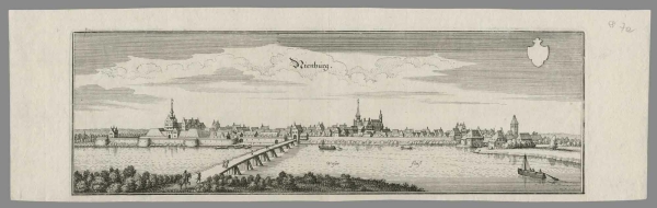 Kopie von Nienburg (Weser) / Hoya / Neuhaus (Amt Neuhaus). - Mehransicht. - Merian. - Nienburg / Hoia / Neuhauß.