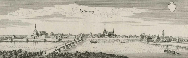 Nienburg ( Weser). - Panoramaansicht. - Merian. - "Nienburg".