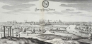 Nienburg ( Weser). - Panoramaansicht. - Merian. - "Statt und Festung Nienburg An Der Weser".