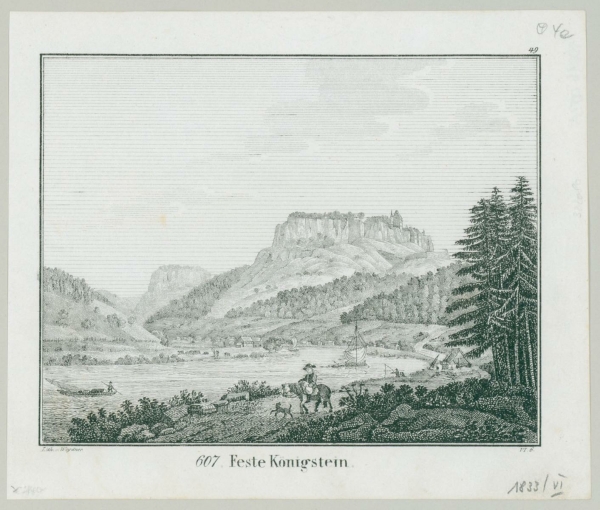 Königstein (Sächsische Schweiz). - Gesamtansicht. - 607. Feste Königstein.