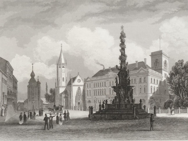 Teplitz / Teplice. - Schlossansicht. - Würbs & Poppel. - "Der Schlossplatz in Teplitz / Place du Chateau a Teplitz".
