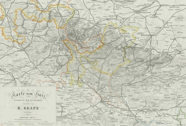 Harz. - Umgebungskarte. - Karte vom Harz.