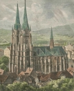 Marburg. - Kirchenansicht. - "Die Elisabethkirche in Marburg".