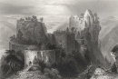 Schönbühl-Aggsbach. - Ruinenansicht. - H. W. Bartlett. - "Aggstein Castle / Chateau d´Aggstein".