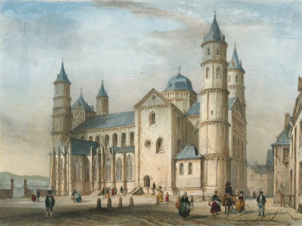 Worms. - Kirchenansicht. - Bichebois & Chapuy. - "Cathedrale St. Pierre & St. Paul de Worms"