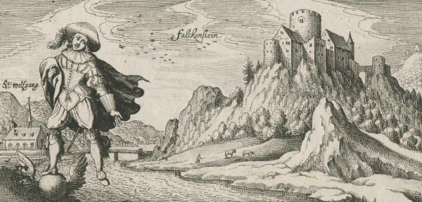 Falkenstein (Pfalz). - Gesamtansicht mit Burg. - Meisners Schatzkästlein. - "Falckenstein".