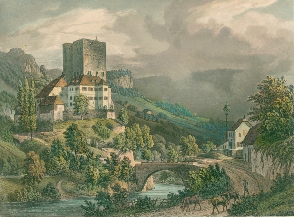 Schloss Angenstein. - Schlossansicht. - "Chateau d´Angenstein (Val de Moutier)".