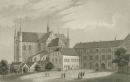 Wismar. - Gesamtansicht. - "Die St. Georgen-Kirche und der Fürstenhof in Wismar".