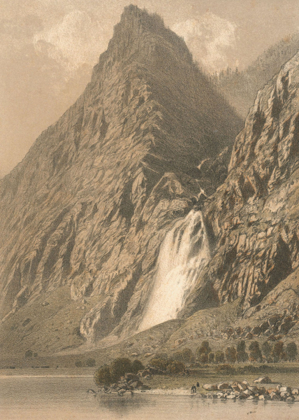 Pissevache. - Gesamtansicht. - "Cascade de Pissevache (Canton du Valais)".