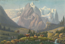 Rosenlaui. - Gesamtansicht. - "Glacier de Rosenlauy et les monts Well- & Wetterhorn. ".