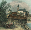 Pfelling (Bogen). - Vedute. - Johann Georg Laminit. - "Pfäling unterhalb Pogenberg an der Donau".