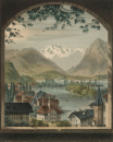 Pfelling (Bogen). - Vedute. - Johann Georg Laminit. - "Pfäling unterhalb Pogenberg an der Donau".