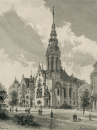 Leipzig. - Gesamtansicht -  "Die neue Kirche und das Predigerhaus der evangelisch-reformierten Gemeinde in Leipzig.".